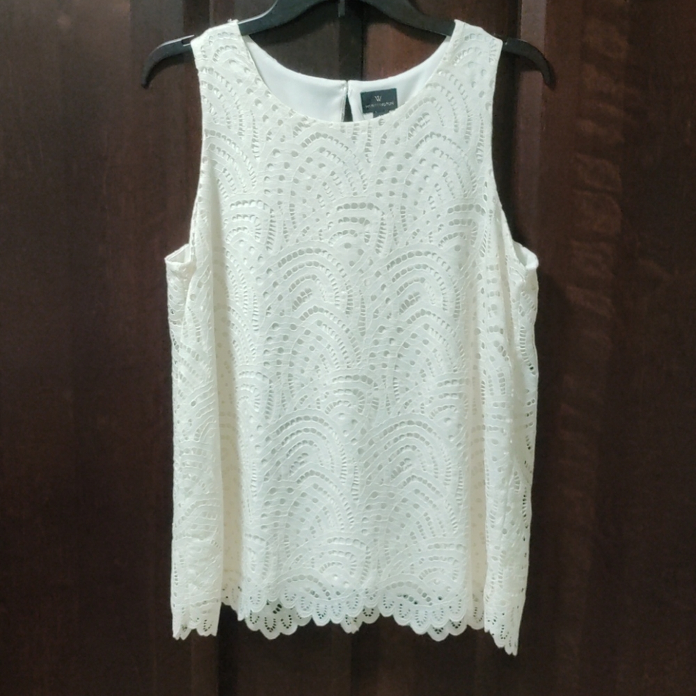 White Dressy Worthington Sleeveless Top, Size M
